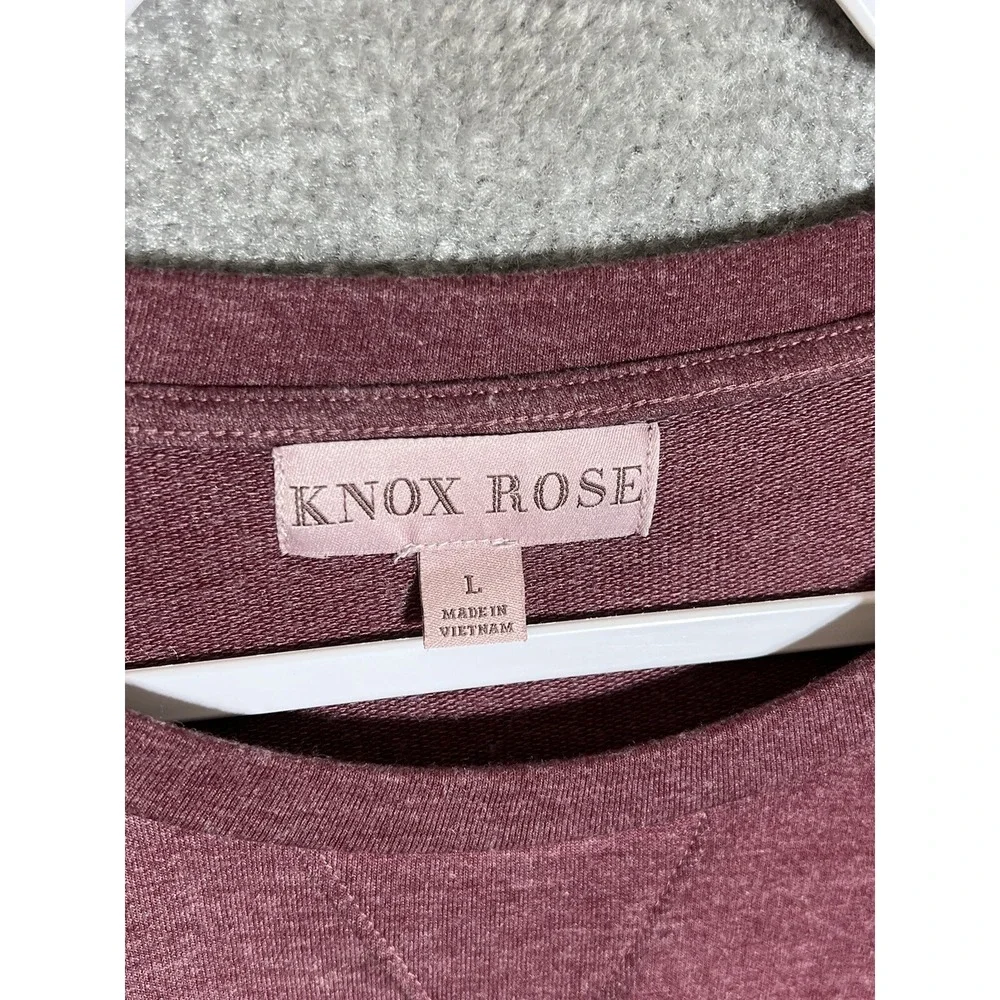 Knox Rose Top Womens Size Large Maroon Stretch Long Pleated Puff Sleeve Pullover - Picture 3 of 6